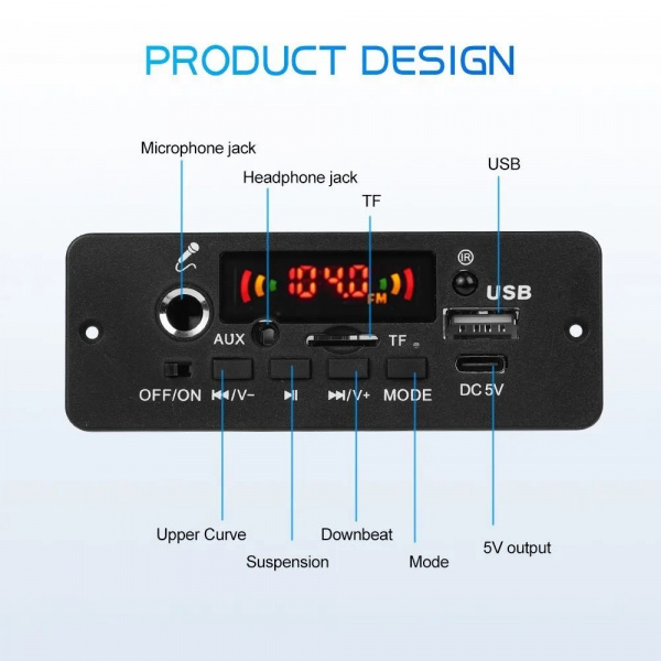 JQ-D129BT Bluetooth-совместимый аудиодекодер, усилитель 2х5 Вт, плеер, MP3, WMA, WAV