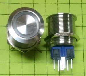 Кнопка антивандальная металл GN22-A без фикс.Подсв.220V красн.(GQ22-11E)