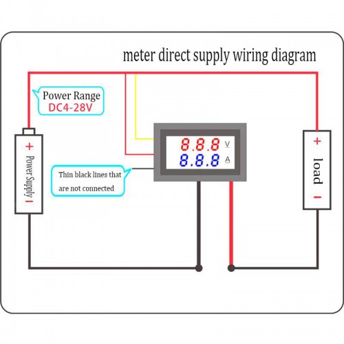 Мини Вольтметр + Амперметр в корпусе DC 0-100V 10A (красный+синий)