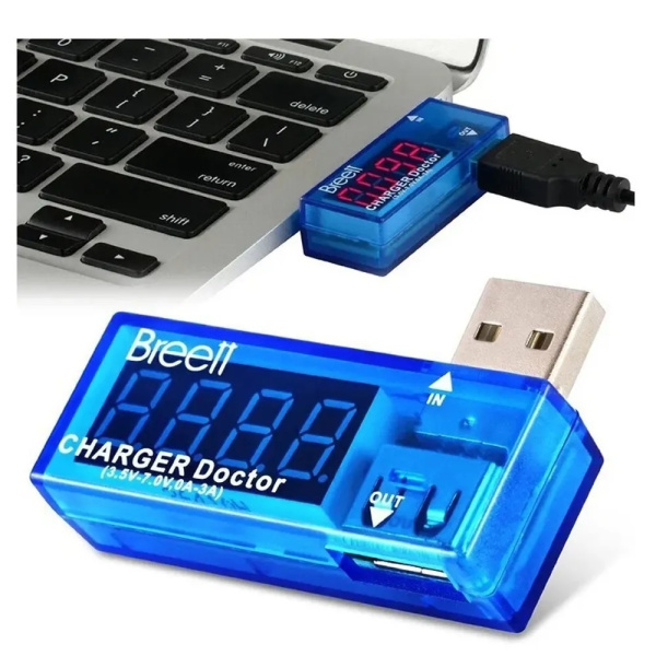 Миниатюрный цифровой проточный USB Ампер-Вольтметр